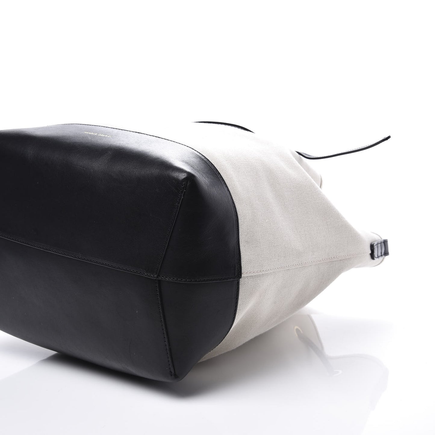 Canvas Calfskin Bucket Bag Creme Black