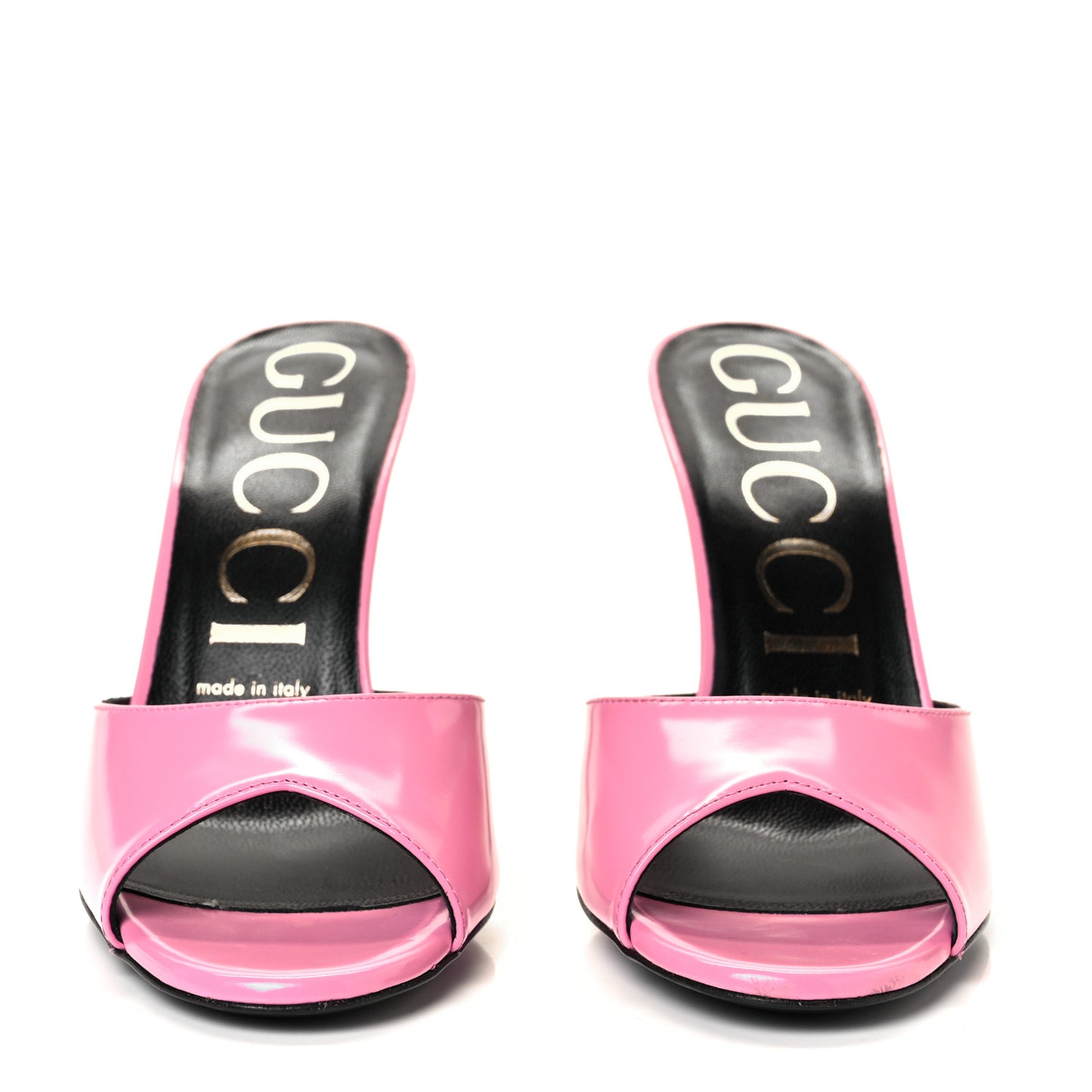 Patent Calfskin High Heel Slides 37 Pink Plexi