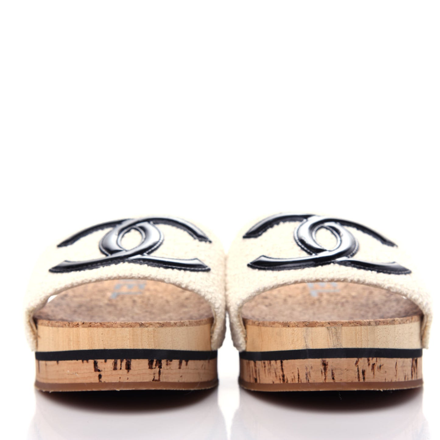 Tweed Cork CC Mule Sandal 37 White
