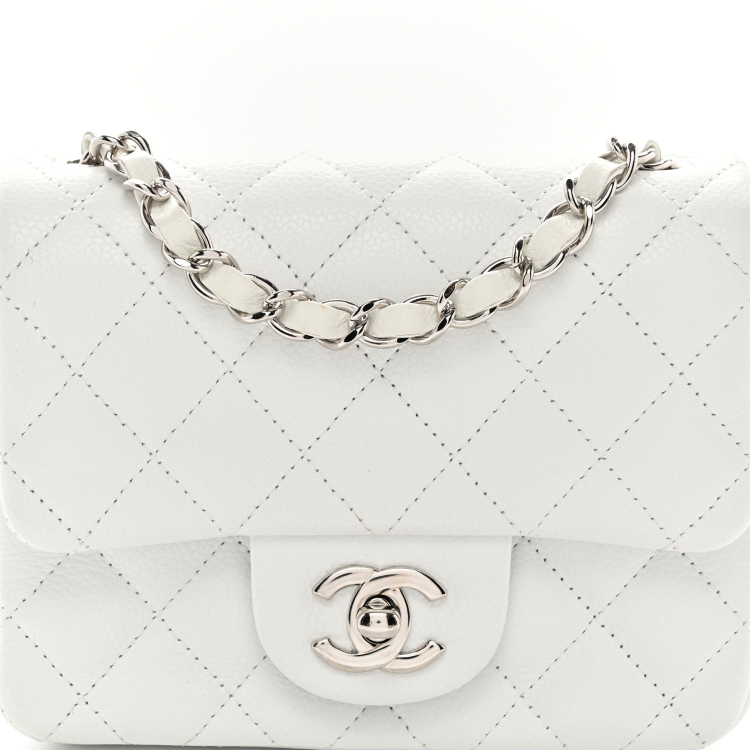 Chanel Caviar Quilted Mini Square Flap White 8 of 10