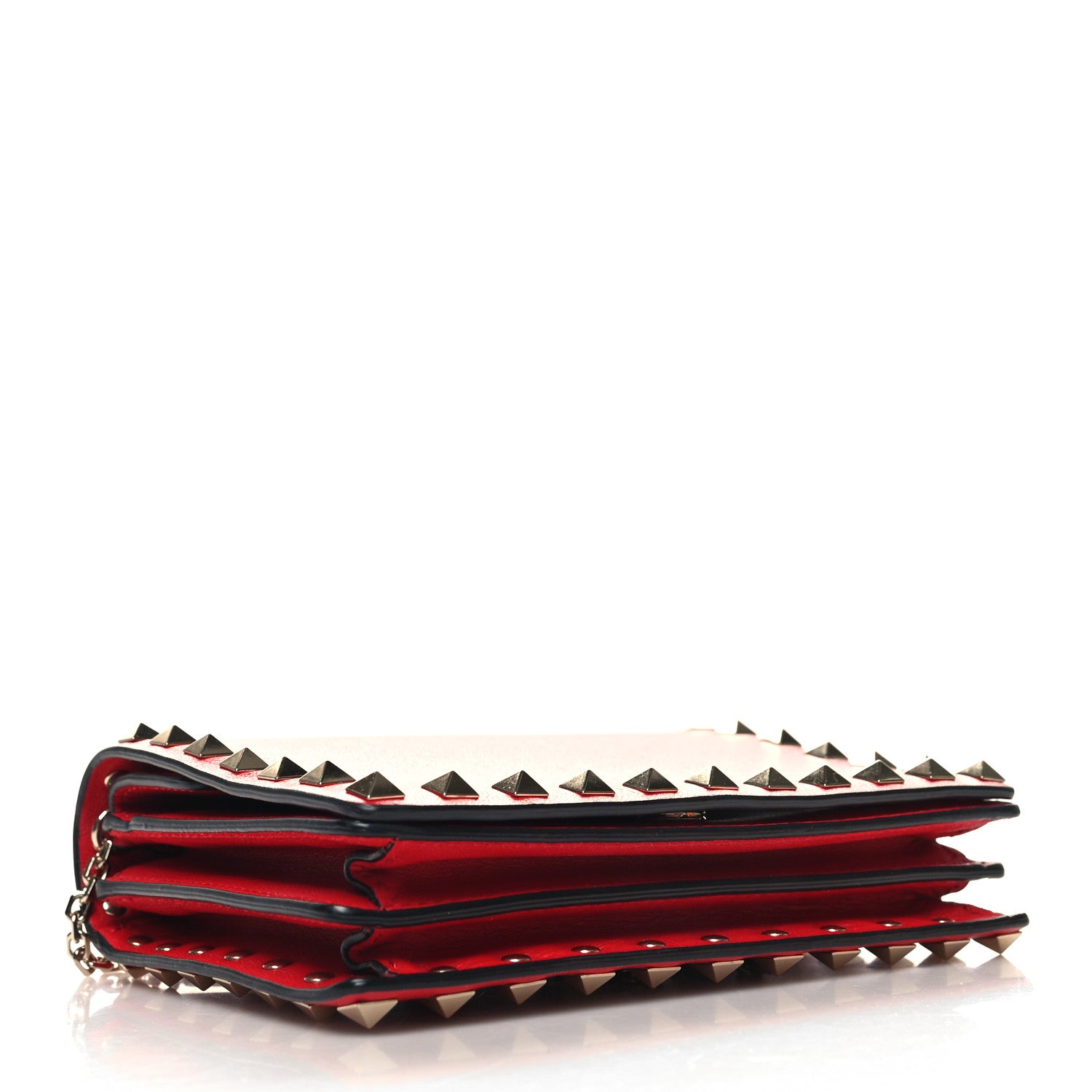 Valentino Garavani Vitello Rockstud Wallet On Chain Rouge Pur 4 of 11