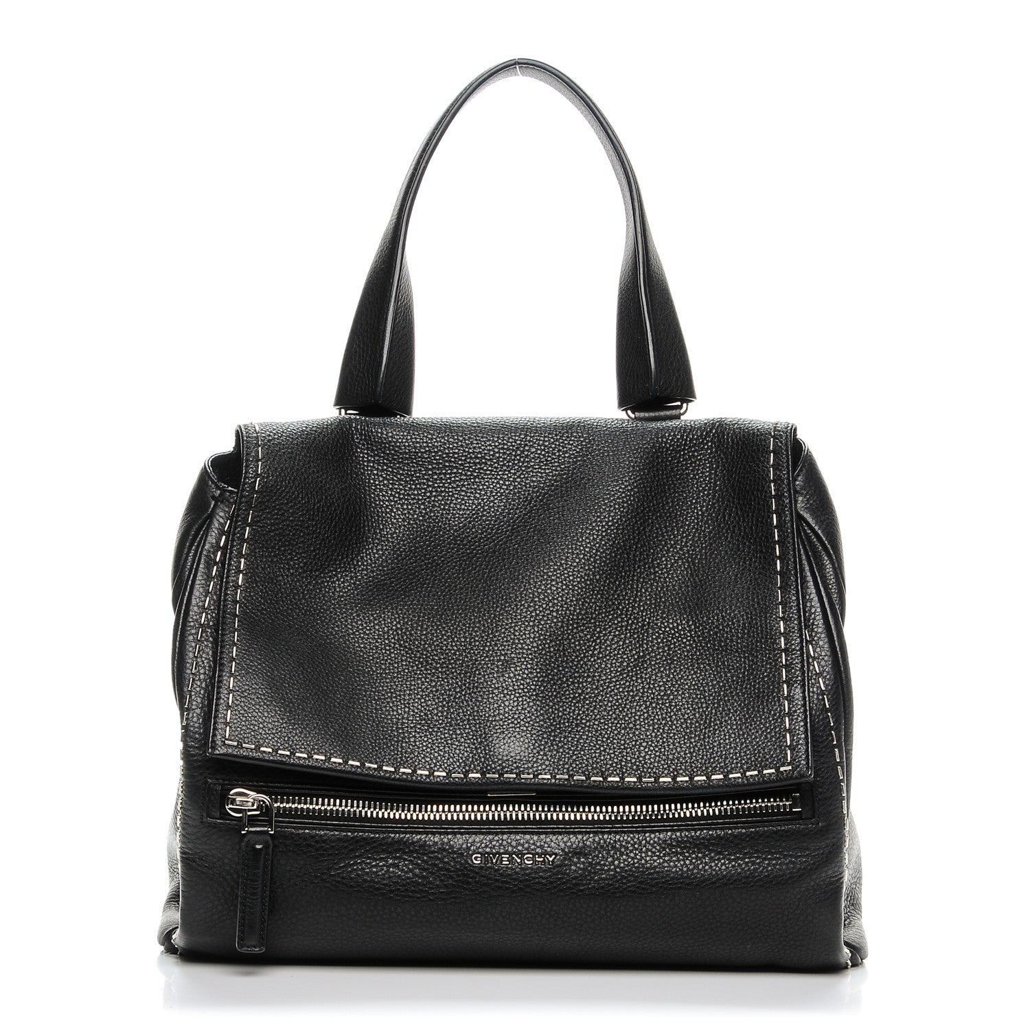 Givenchy Grained Calfskin Metal Stitch Medium Pandora Pure Flap Bag Black 1 of 7