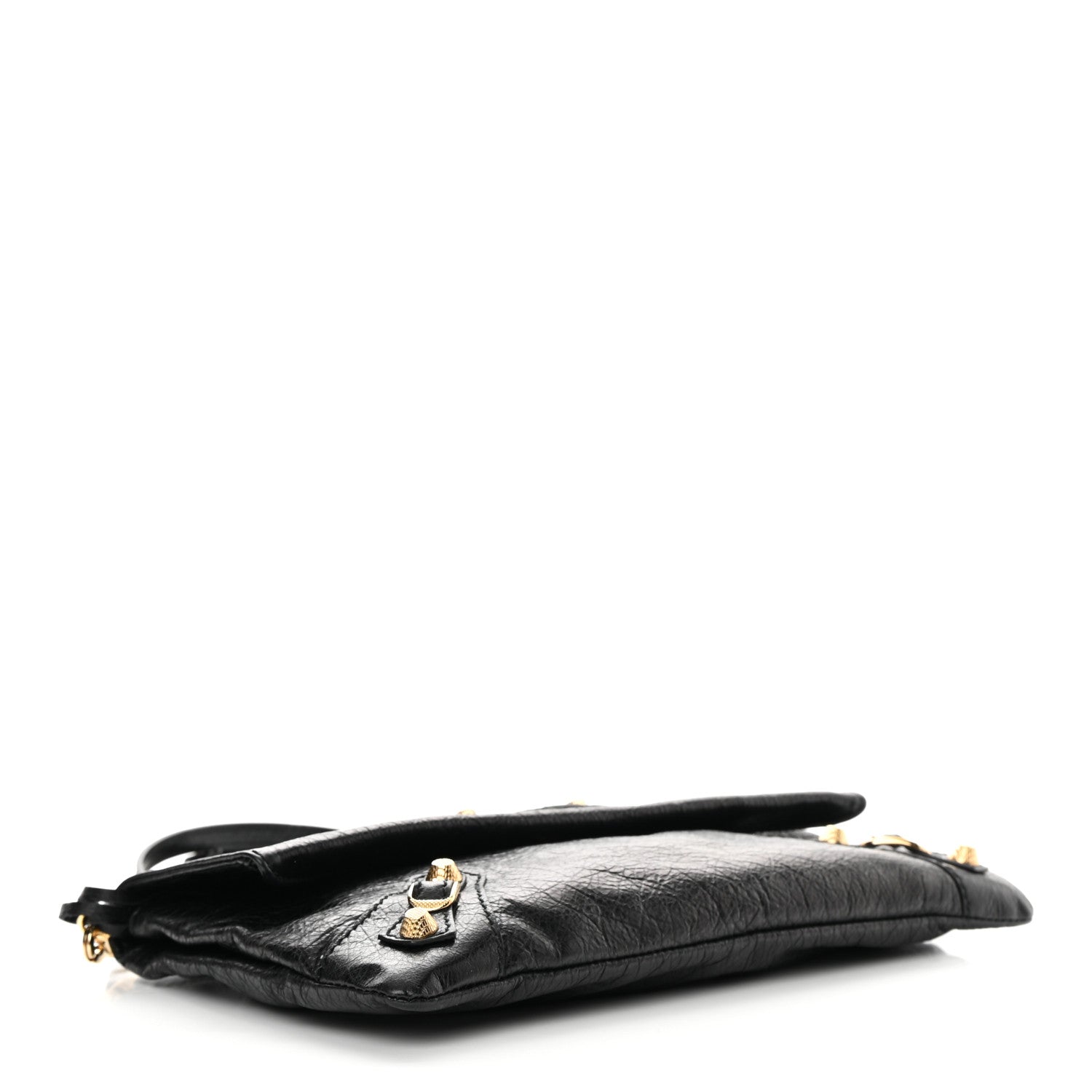 Balenciaga Agneau Giant 12 Gold Hardware Envelope Strap Clutch Black 4 of 13