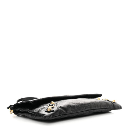 Balenciaga Agneau Giant 12 Gold Hardware Envelope Strap Clutch Black 4 of 13