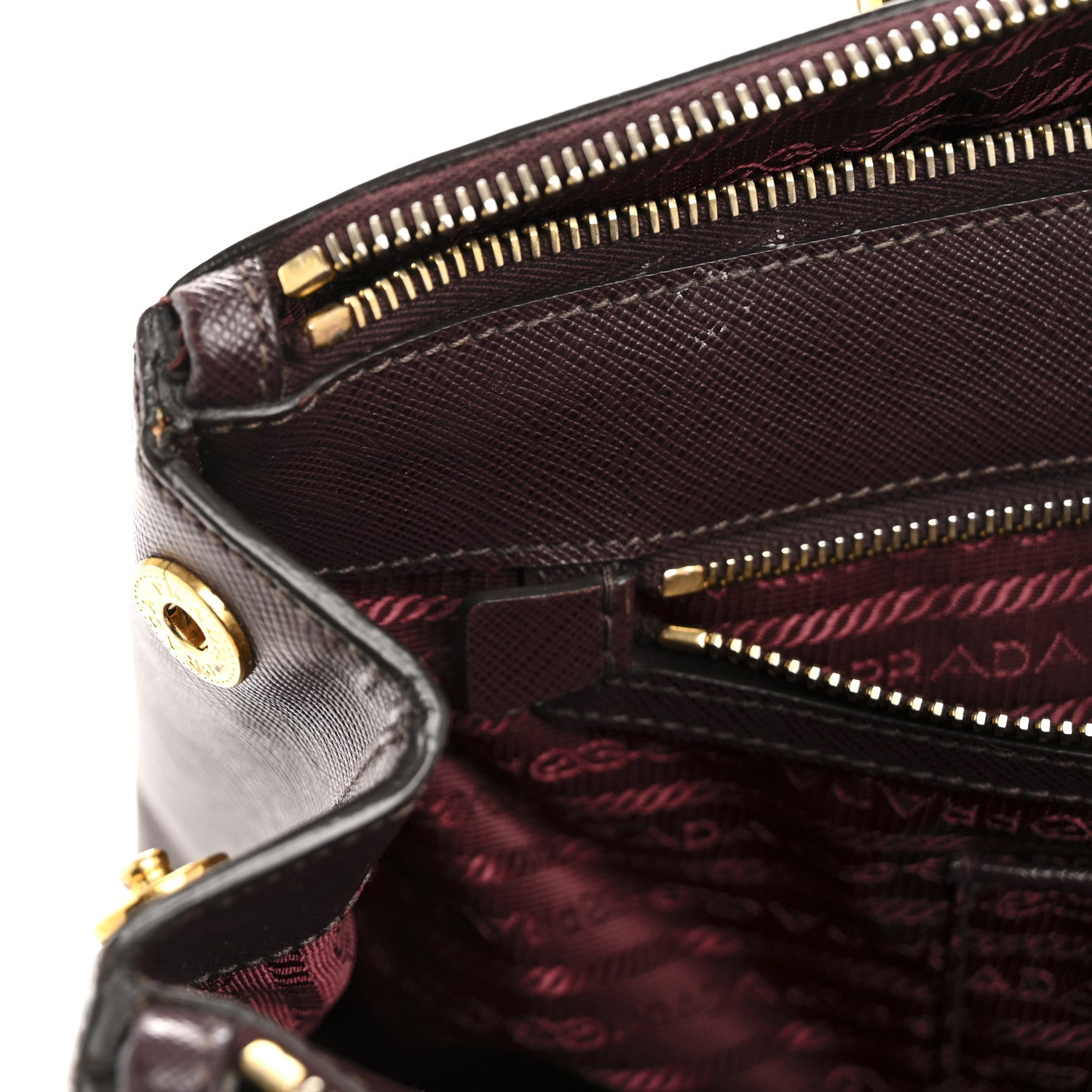 Prada Saffiano Lux Medium Double Zip Tote Bordeaux 13 of 18