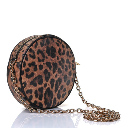 Dolce & Gabbana Dauphine Leopard Print Round Crossbody Black 2 of 4