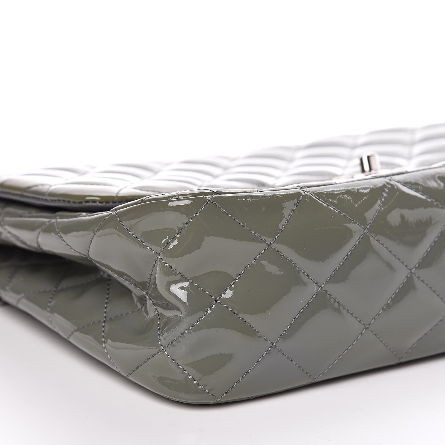 Chanel Patent Quilted Jumbo Single Flap Grey 6 of 18