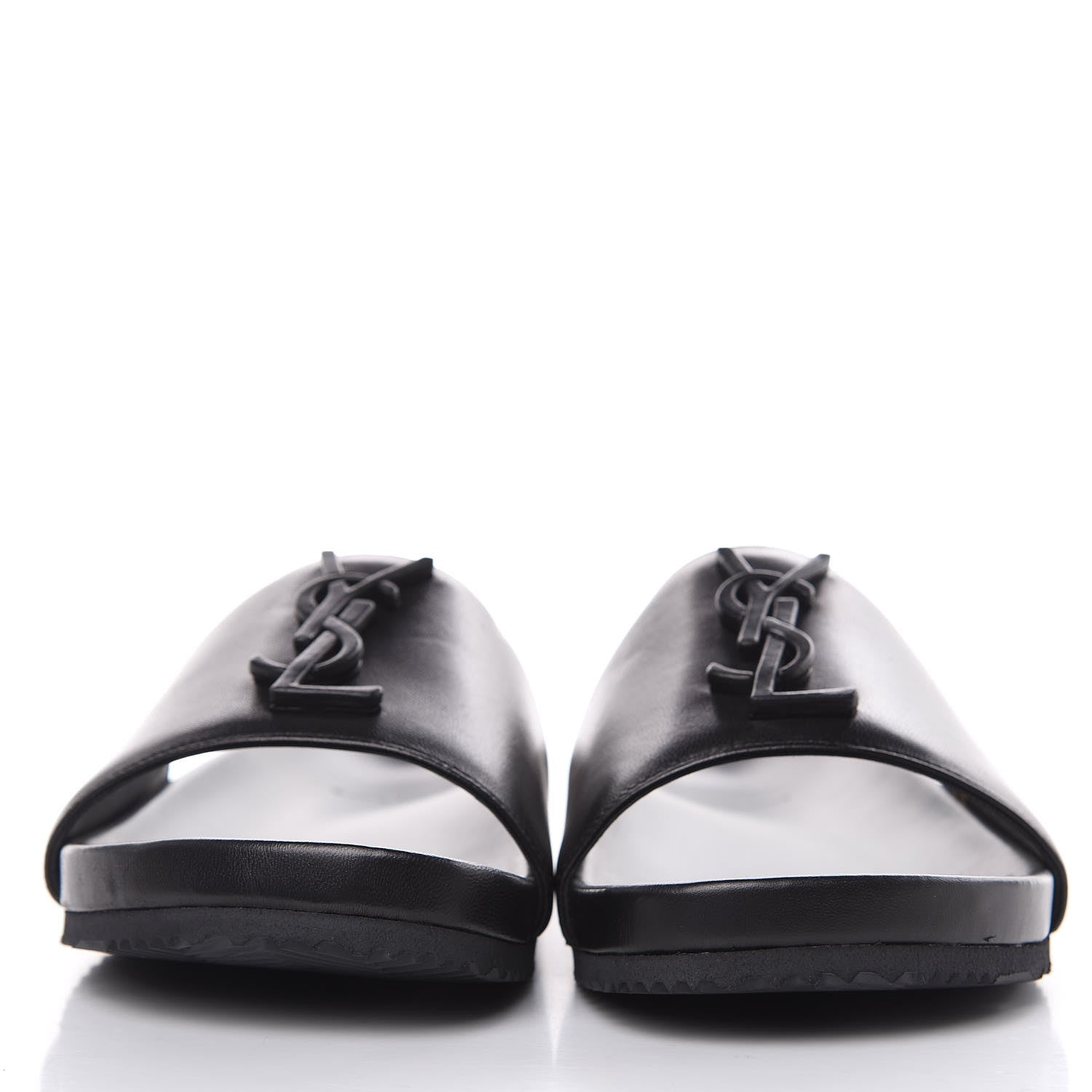 Saint Laurent Lambskin Joan Slide Sandals 37 Black 2 of 8