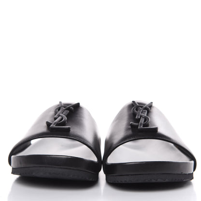 Saint Laurent Lambskin Joan Slide Sandals 37 Black 2 of 8