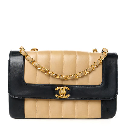 Chanel Lambskin Vertical Quilted Small Flap Beige Black 1 of 14