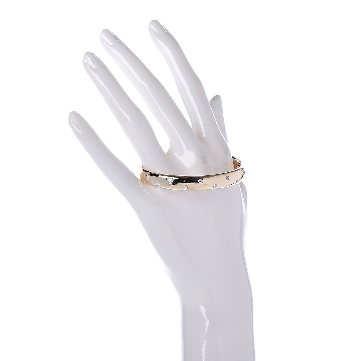 18K Yellow Gold Platinum Diamond 8.5mm Etoile Bangle Bracelet