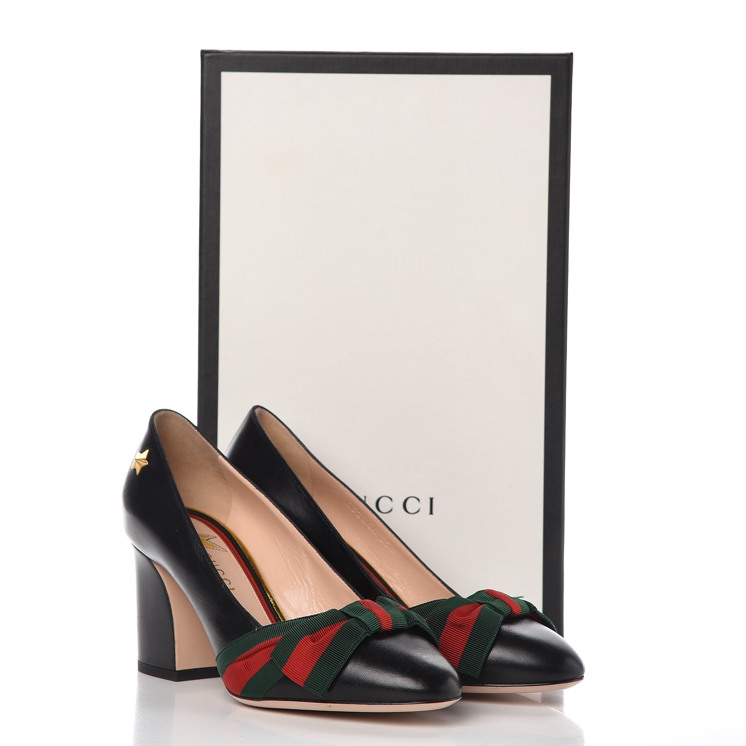 Gucci Malaga Kid Web Bow Aline Pumps 35.5 Black 7 of 10