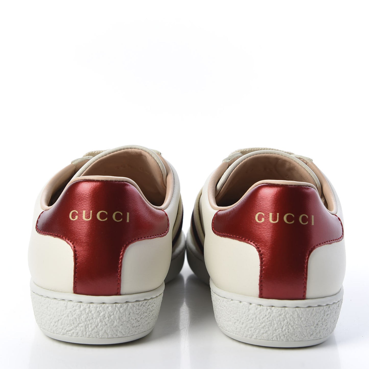 Calfskin Stripe Womens New Ace Sneakers 35.5 New Mystic White Ecru Red Flame