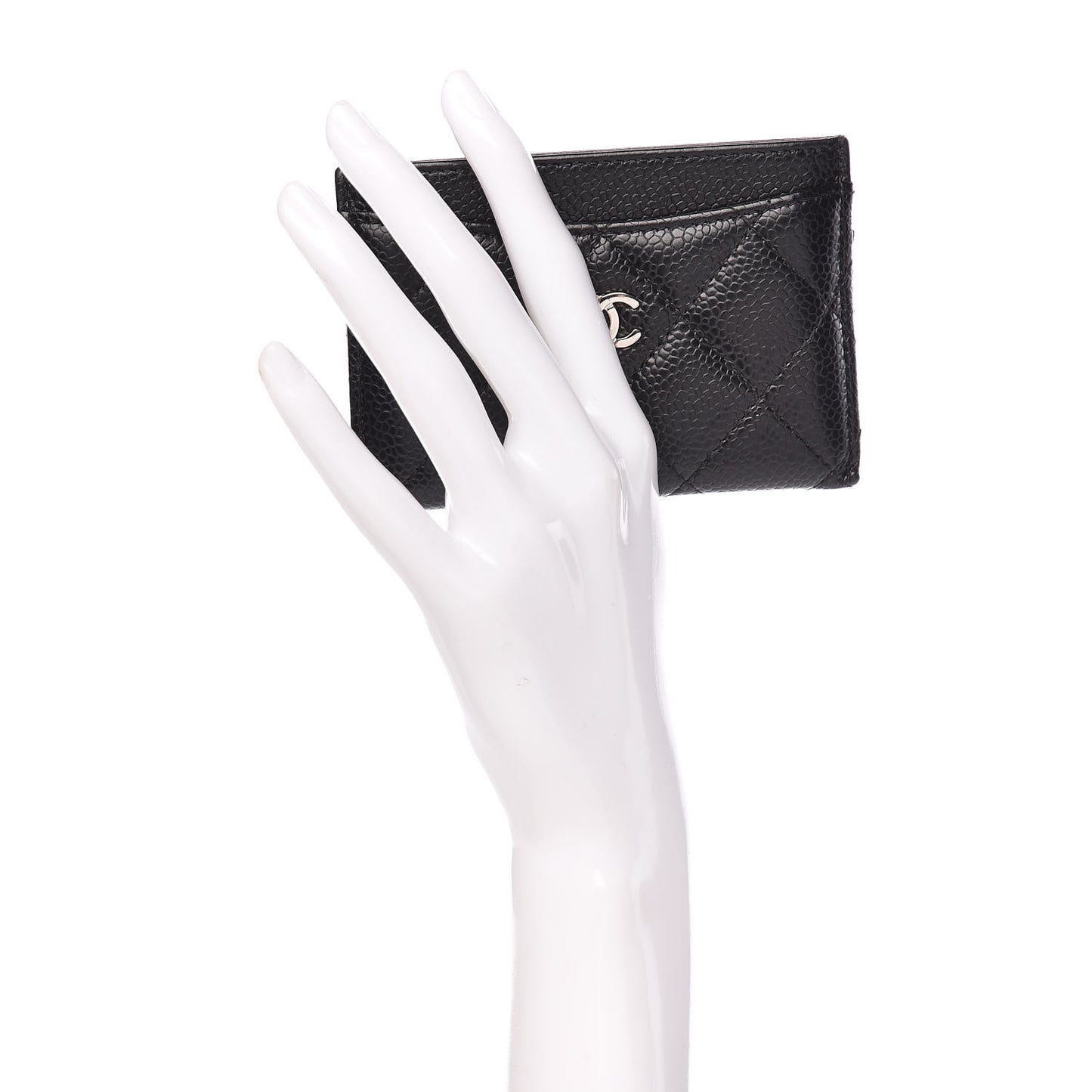 Caviar Quilted Card Holder Black