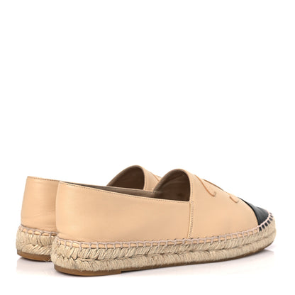 Chanel Lambskin CC Espadrilles 38 Beige Black 4 of 9