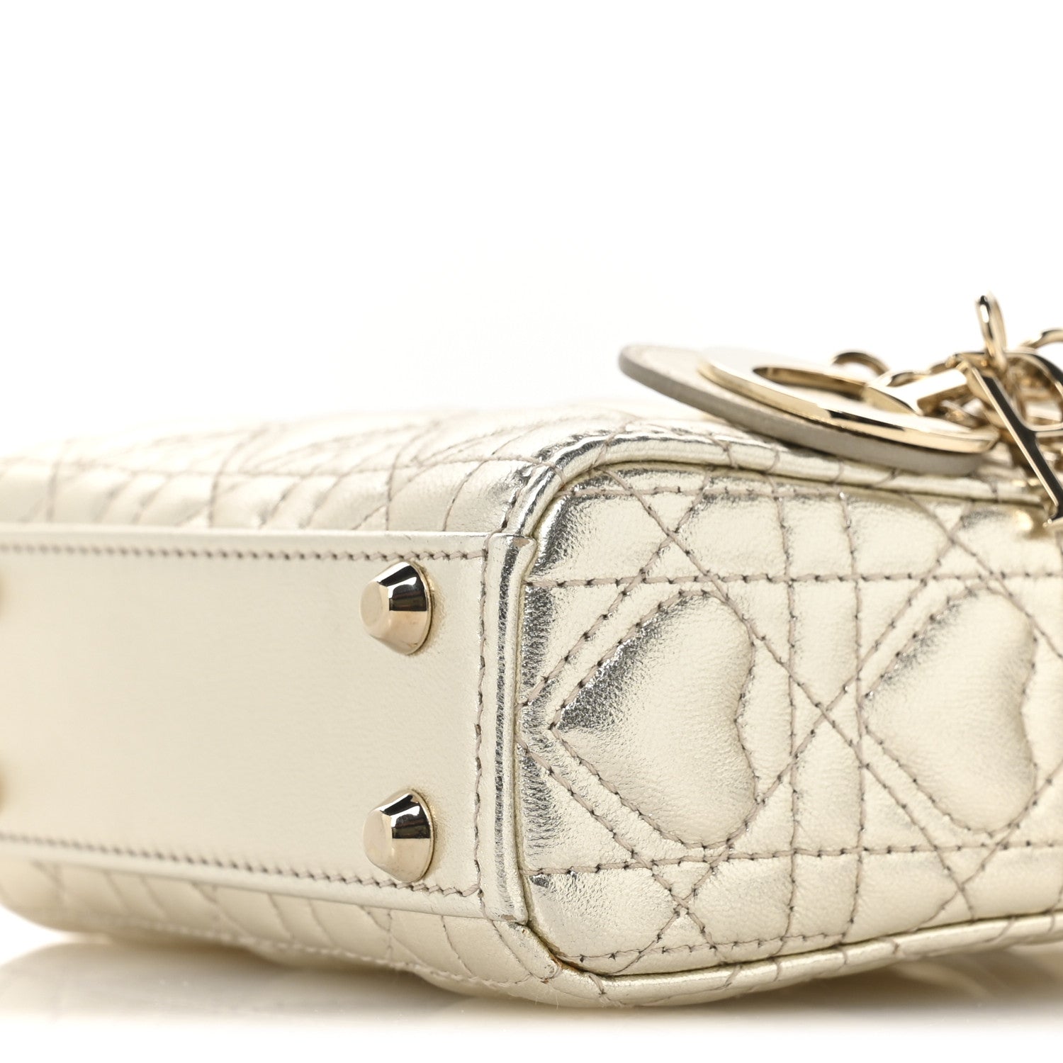Christian Dior Metallic Lambskin Cannage Micro DiorAmour Lady Dior Gold 10 of 10