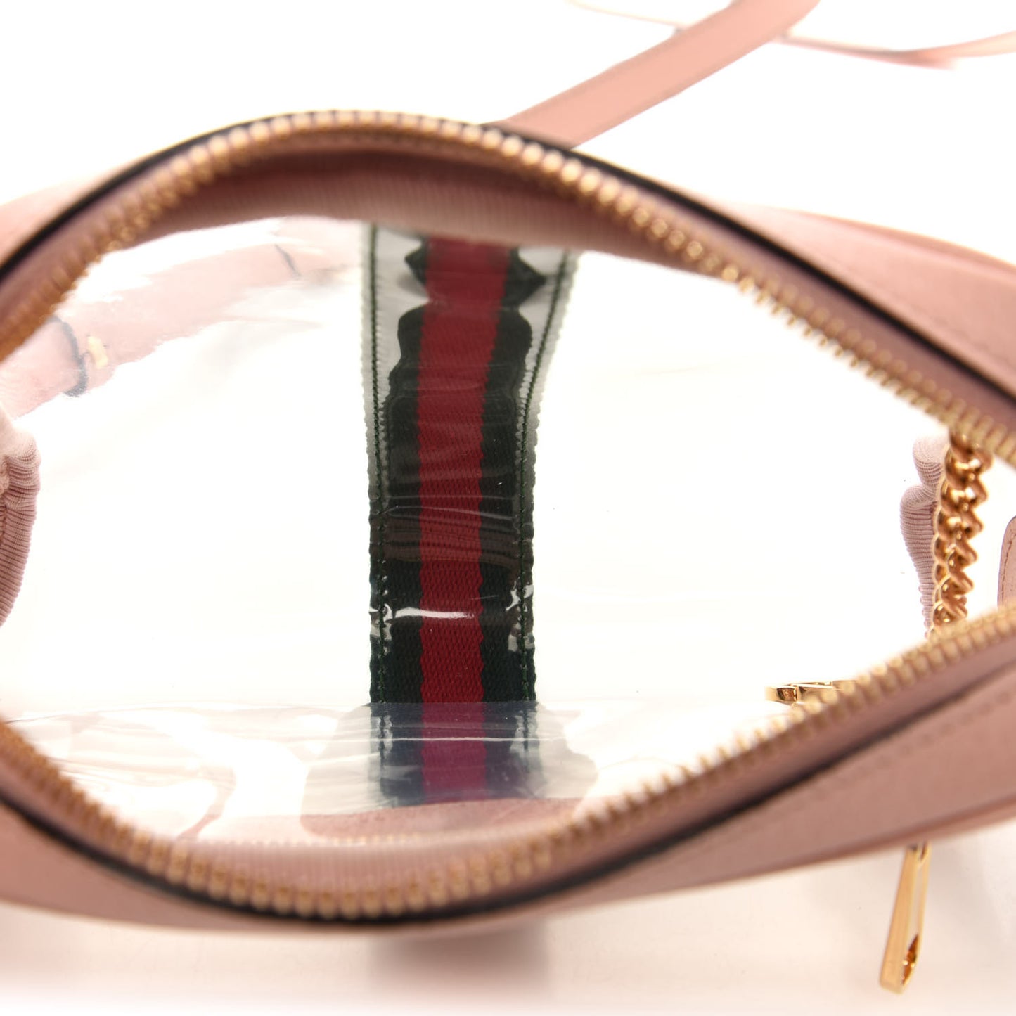 Vinyl Web Mini Ophidia Transparent Shoulder Bag Perfect Pink