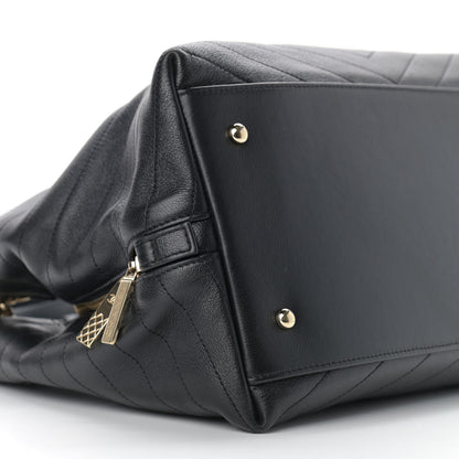 Chanel Calfskin Stitched Large Chevron Chic Shopping Bag Black 8 of 11