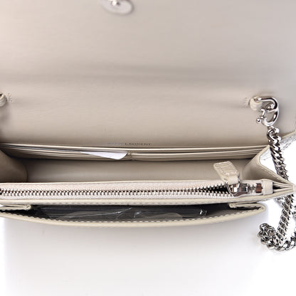 Saint Laurent Calfskin Crocodile Embossed Monogram Sunset Chain Wallet Blanc Vintage 5 of 9
