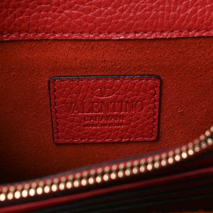 Valentino Garavani Pebbled Calfskin Rockstud Wallet on Chain Rouge Pur 6 of 10