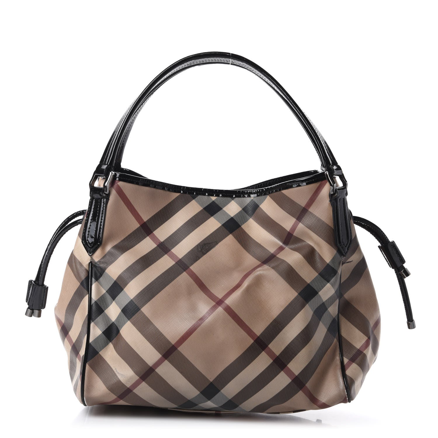 Burberry Patent Nova Check Small Bilmore Tote Black 1 of 20
