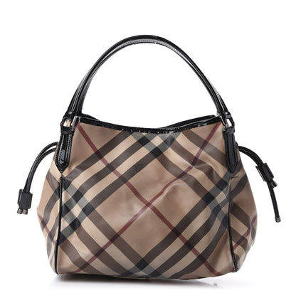 Burberry Patent Nova Check Small Bilmore Tote Black 1 of 20