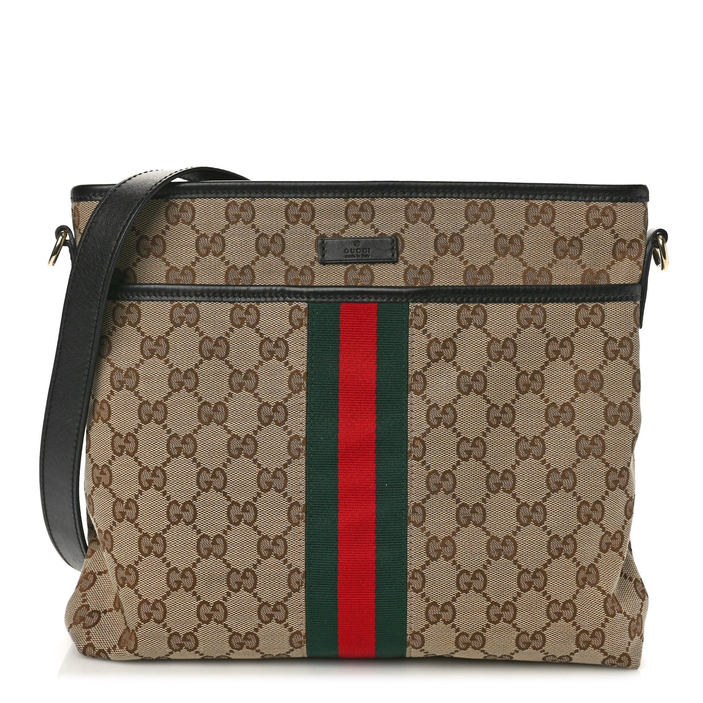GG Monogram Web Flat Messenger Bag Black