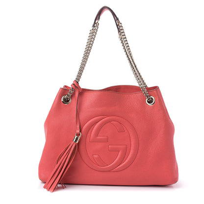 Gucci Pebbled Calfskin Medium Soho Chain Shoulder Bag Begonia Pink 1 of 15