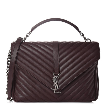 Saint Laurent Sheepskin Matelasse Chevron Monogram Large College Satchel Amaranto 1 of 10