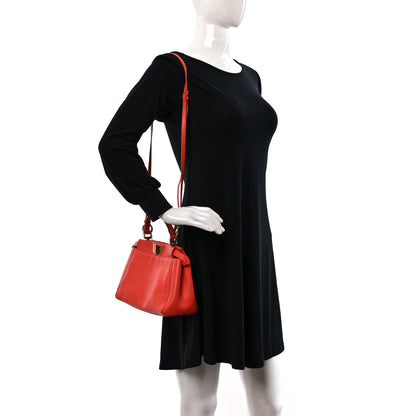 Fendi Nappa Mini Peekaboo Iconic Satchel Azalea 2 of 10