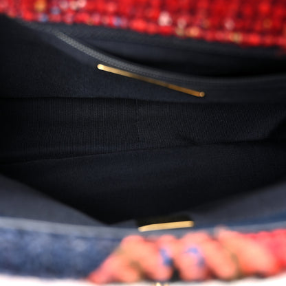 Chanel Tweed Quilted Medium Chanel 19 Flap Red Navy Multicolor 5 of 10