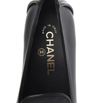 Chanel Lambskin Quilted Womens CC Loafers 38 Black 6 of 9