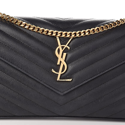 Saint Laurent Grain De Poudre Matelasse Chevron Monogram Chain Wallet Black 19 of 23