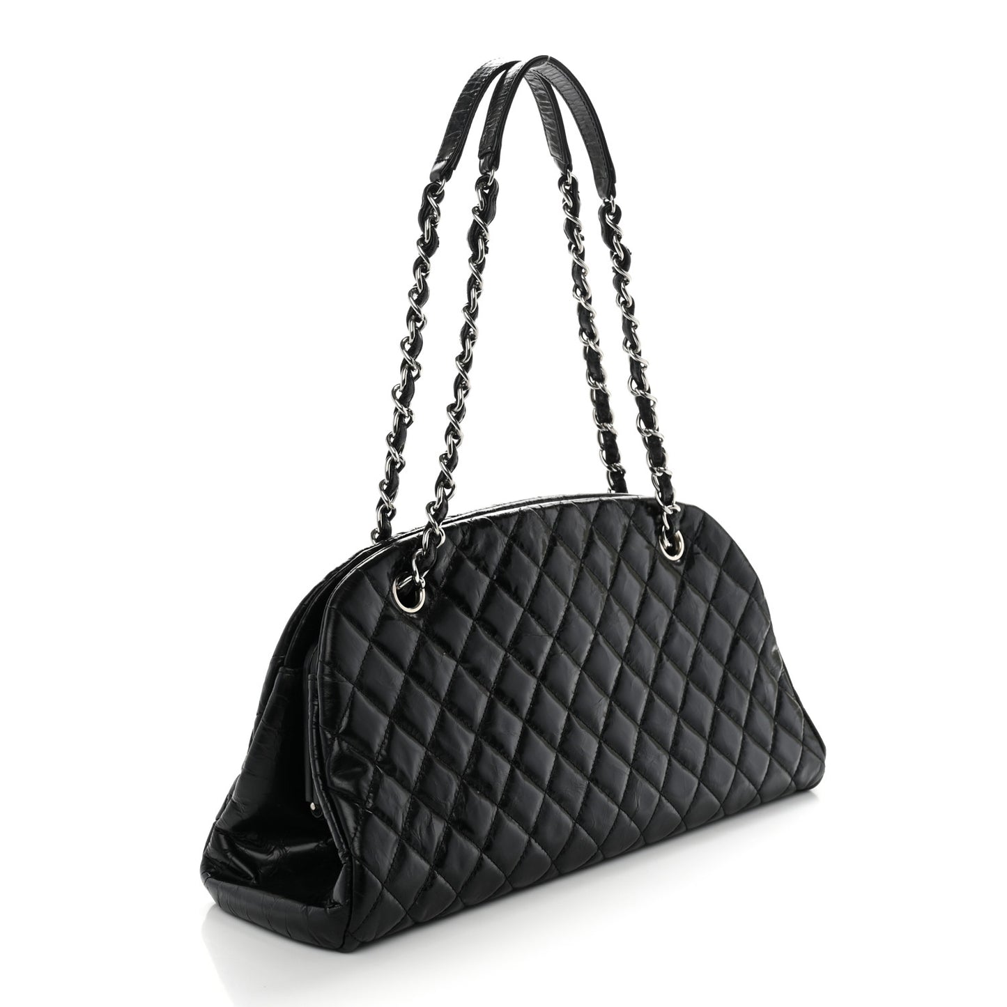 Glazed Calfskin Quilted Medium Just Mademoiselle Black