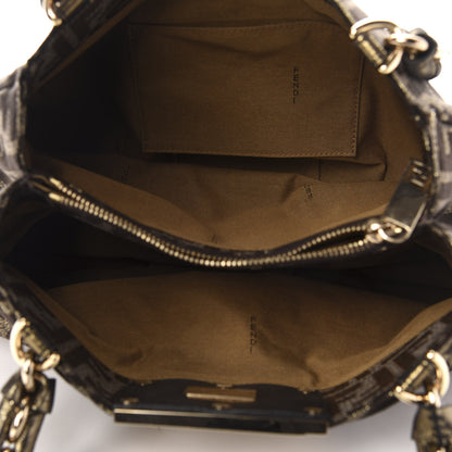 Fendi Metallic Lurex Zucca Small Mia Tote Tobacco 5 of 9