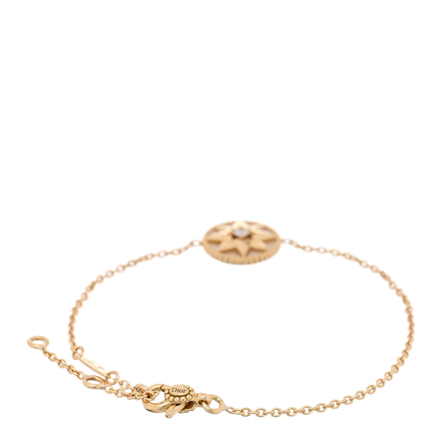 18K Yellow Gold Diamond Mother of Pearl Rose Des Vents Bracelet