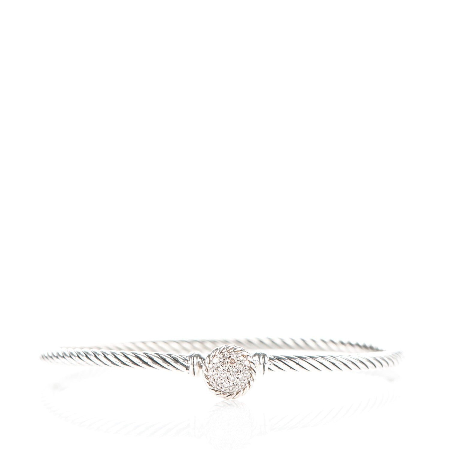 David Yurman Sterling Silver Pave Diamond 8mm Petite Bracelet 1 of 4
