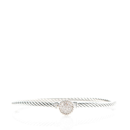 David Yurman Sterling Silver Pave Diamond 8mm Petite Bracelet 1 of 4