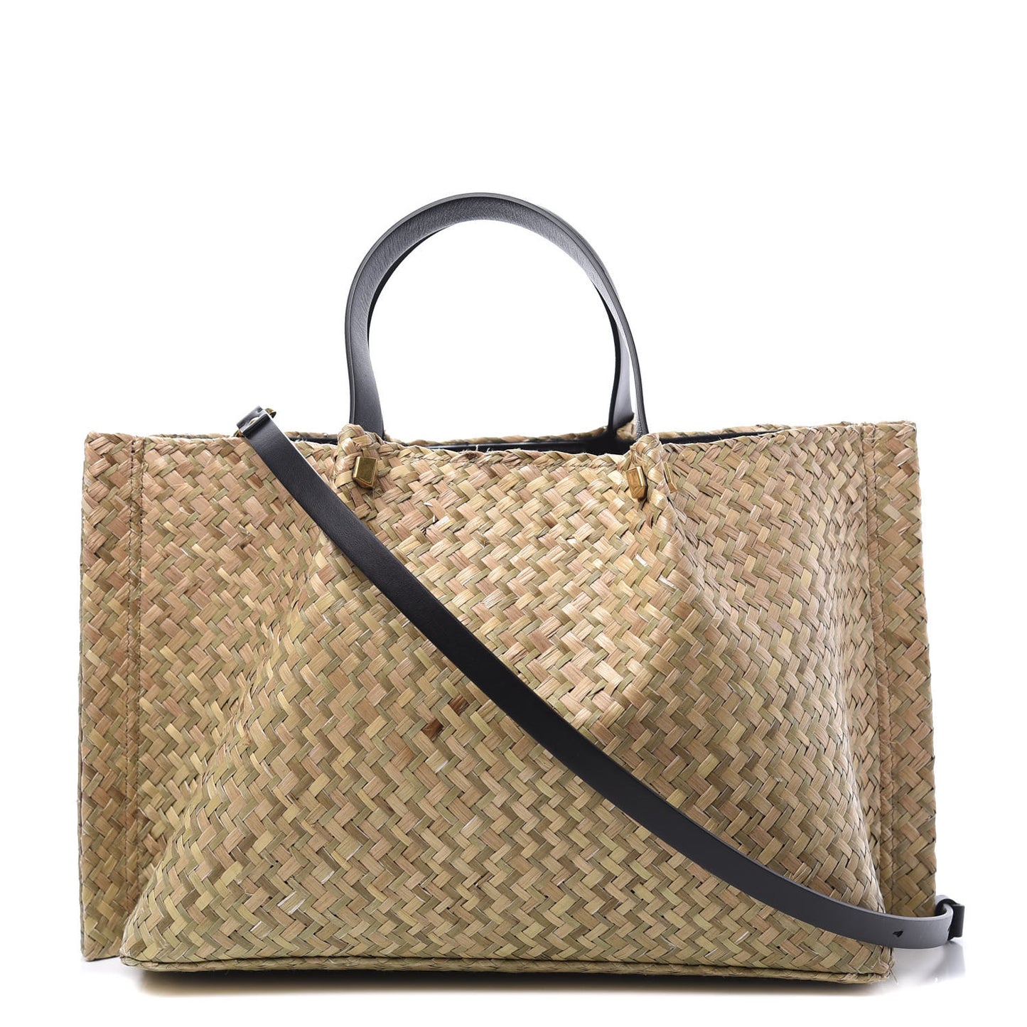 Raffia Medium Vlogo Escape Shopper Natural Black Rouge