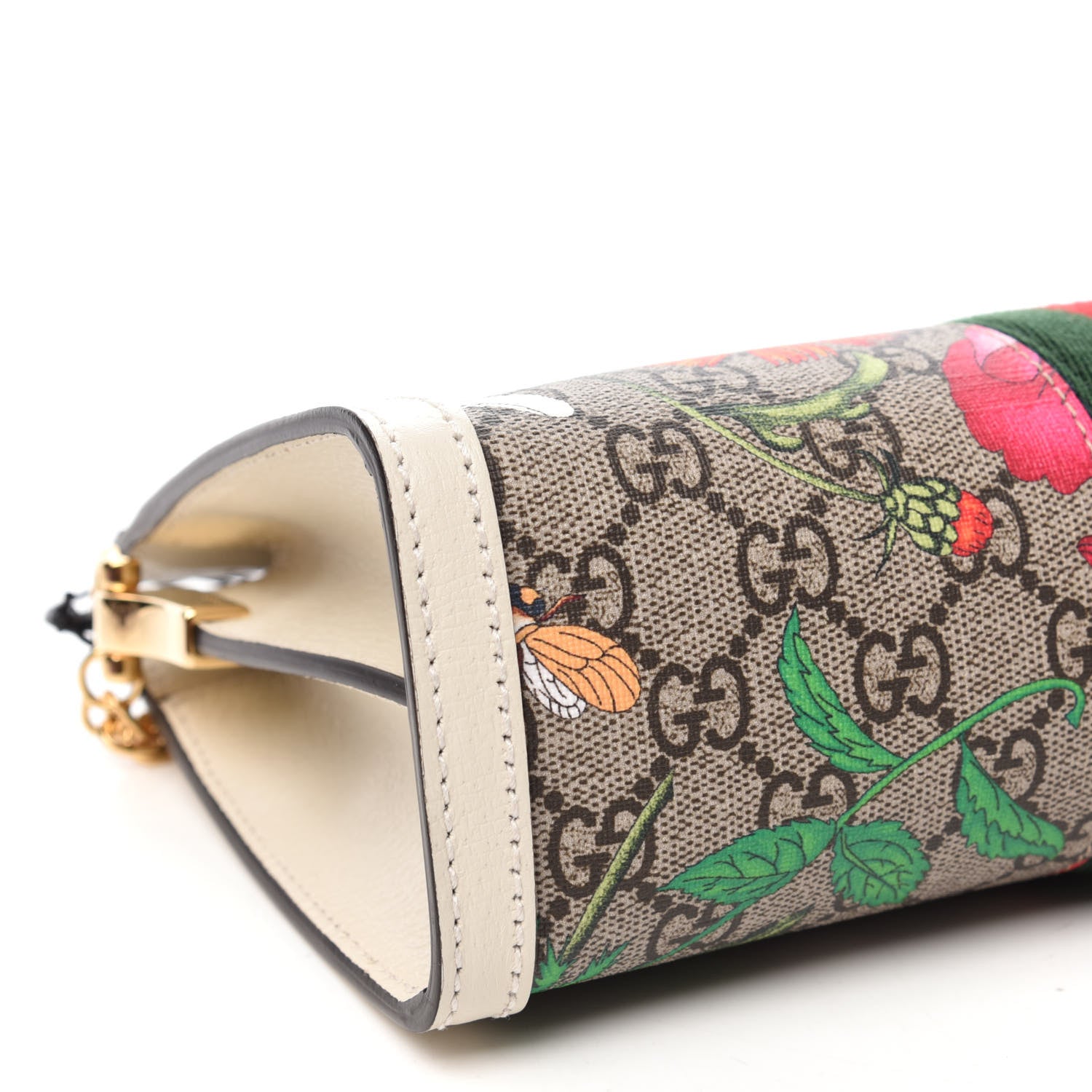 Gucci GG Supreme Monogram Flora Web Small Ophidia Chain Shoulder Bag White 6 of 11