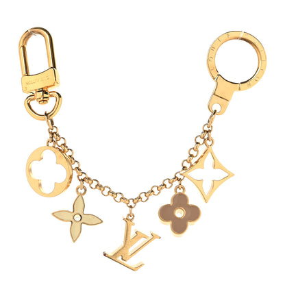 Louis Vuitton Brass Enamel Fleur De Monogram Bag Charm Chain Gold 1 of 6
