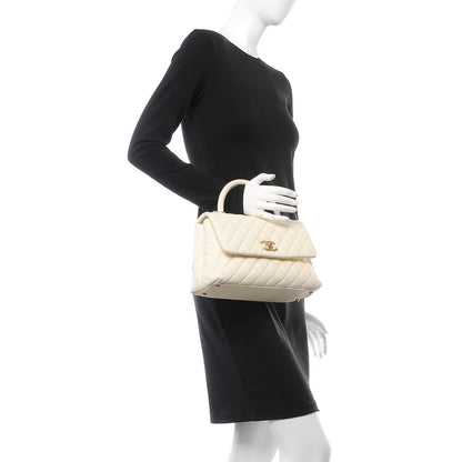 Chanel Caviar Quilted Small Coco Handle Flap White 2 of 11