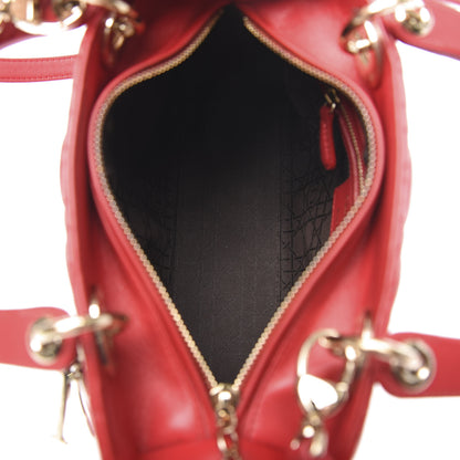 Christian Dior Lambskin Cannage Medium Lady Dior Red 5 of 12