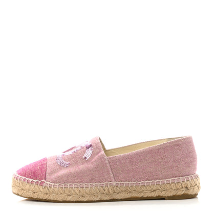 Chanel Toile Sequin CC Espadrilles 39 Pink Dark Pink 1 of 8