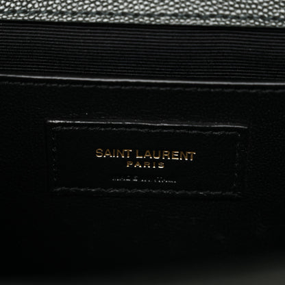 Saint Laurent Grain De Poudre Textured Mixed Matelasse Medium Triquilt Monogram Satchel Vert Fonce 7 of 11