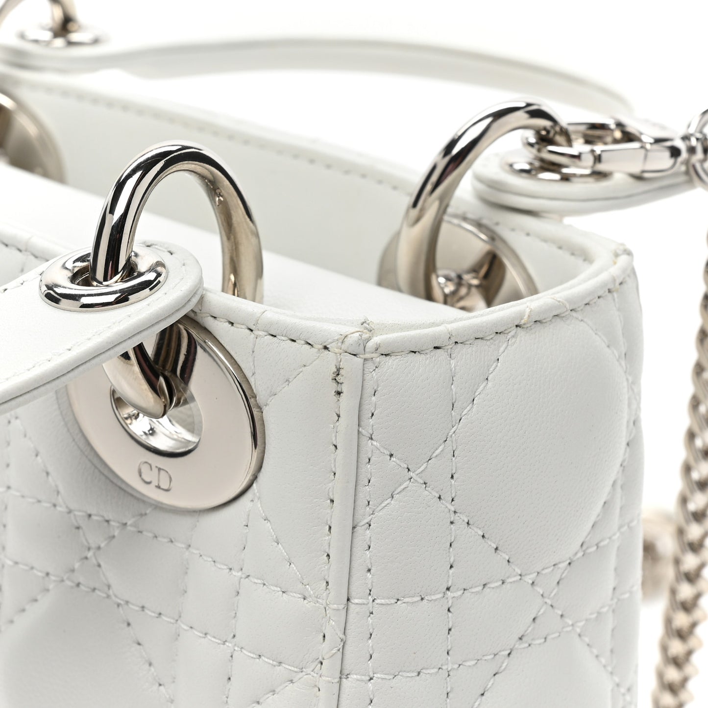 Lambskin Cannage Mini Lady Dior White