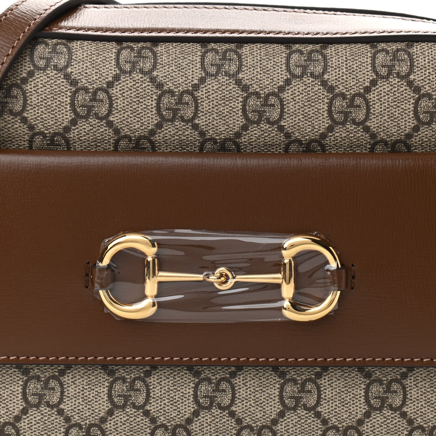 Gucci GG Supreme Monogram Small Horsebit 1955 Shoulder Bag Beige Brown Sugar 7 of 9