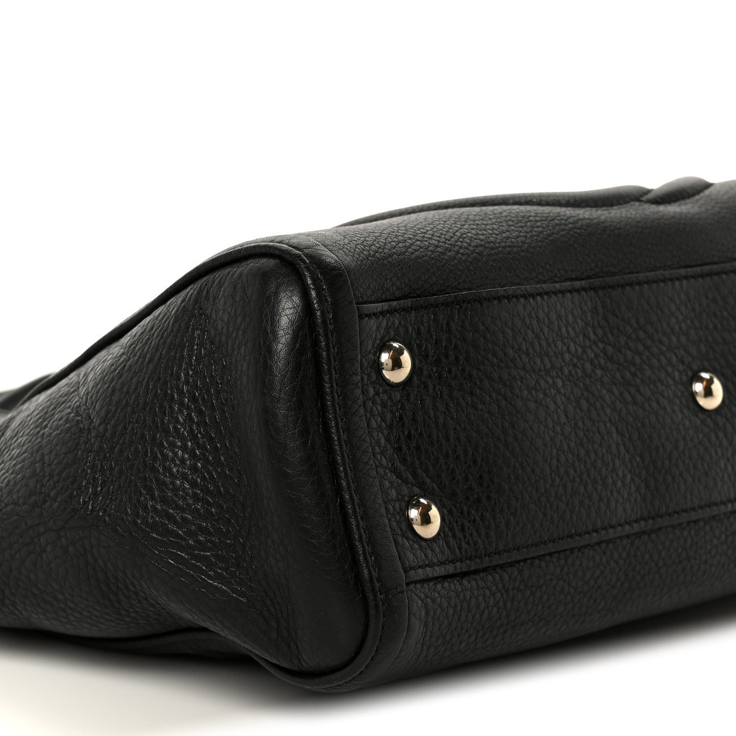 Pebbled Calfskin Small Soho Top Handle Bag Black