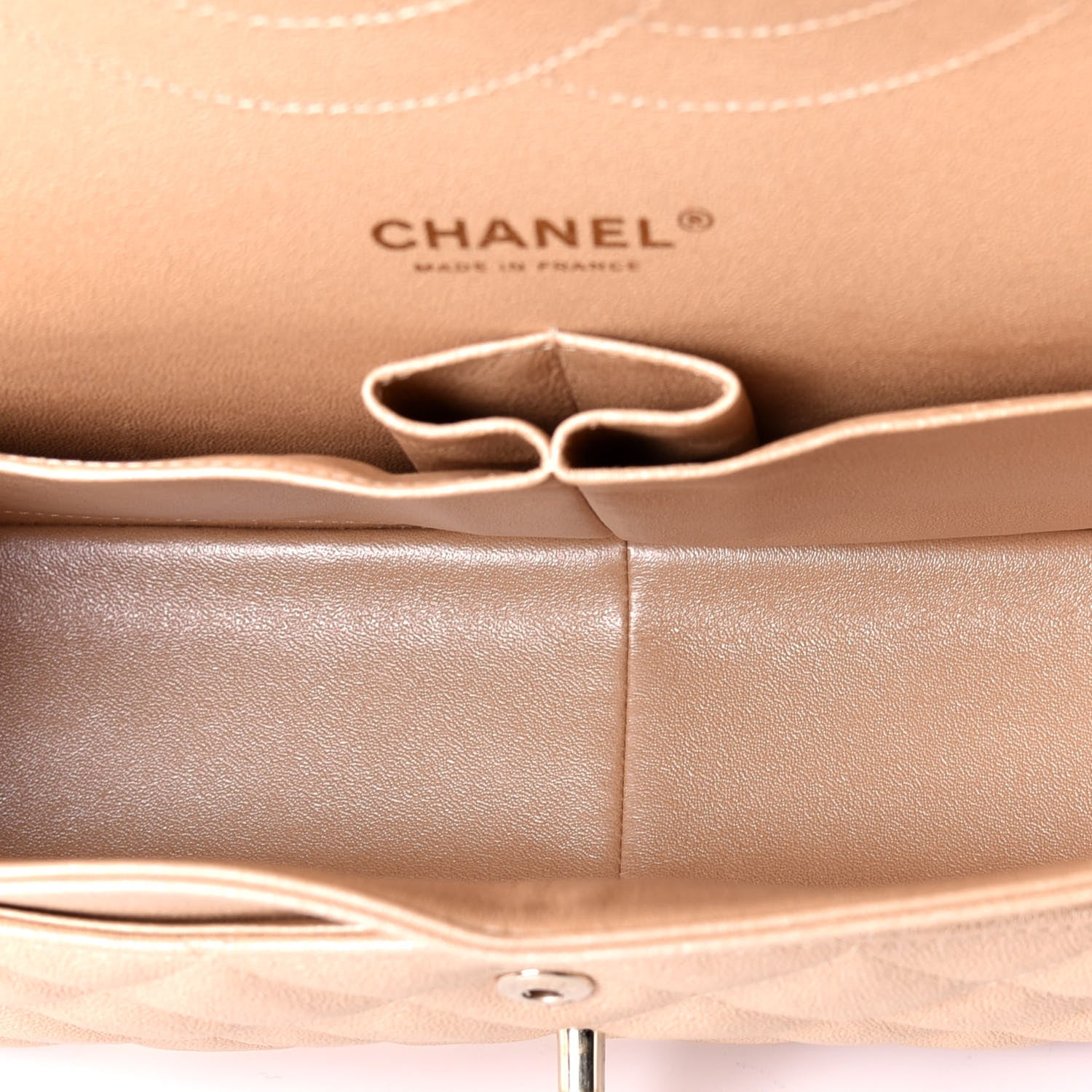 Chanel Iridescent Caviar Quilted Jumbo Double Flap Beige 5 of 10