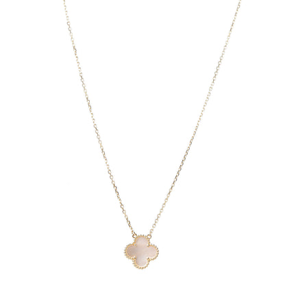 Van Cleef & Arpels 18K Yellow Gold Mother of Pearl Vintage Alhambra Pendant Necklace 1 of 6